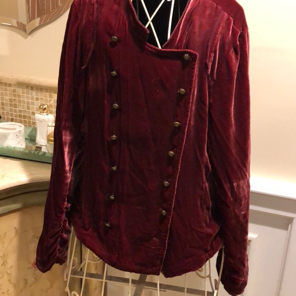 Coats | Burgundy Military Jacket 